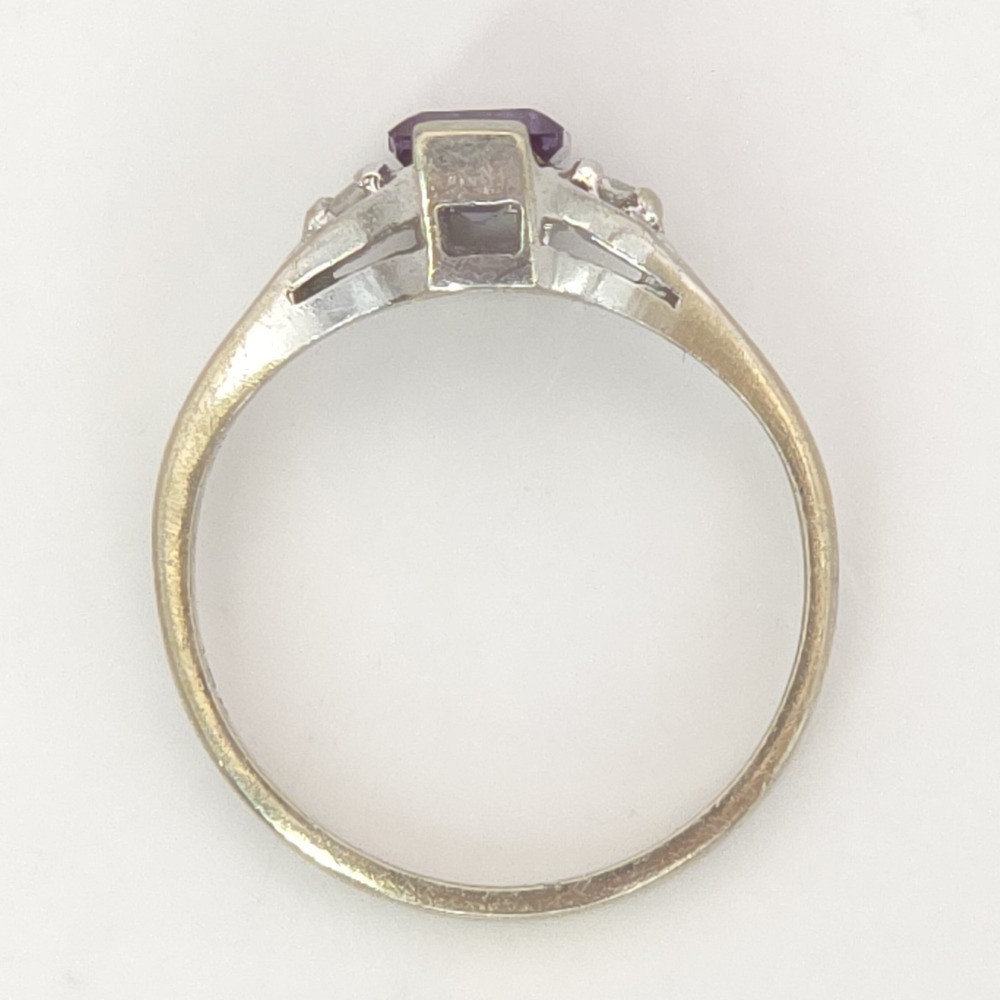 .60ct 10k Emerald Cut Purple Blue Synthetic Alexandrite Ring Child Size 2.25 - Picture 3 of 17